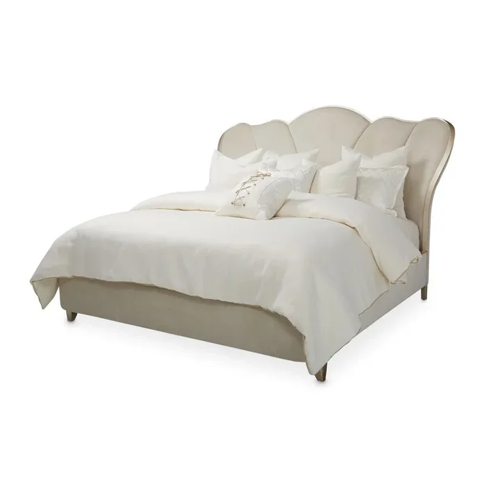 Villa Cherie Queen Channel Tufted Upholstered Bed in Caramel