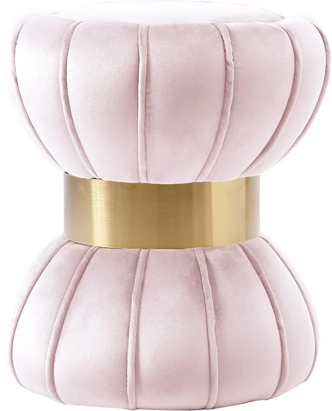 Vino Pink Velvet Ottoman/Stool
