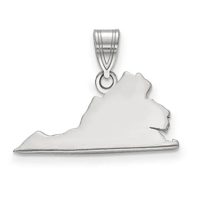 Virginia State Pendant Charm 14k White Gold Engravable XNA707W-VA