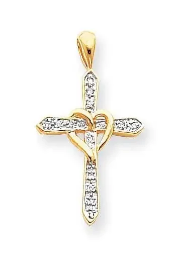 VS Diamond Cross Pendant 14k Gold XP981VS