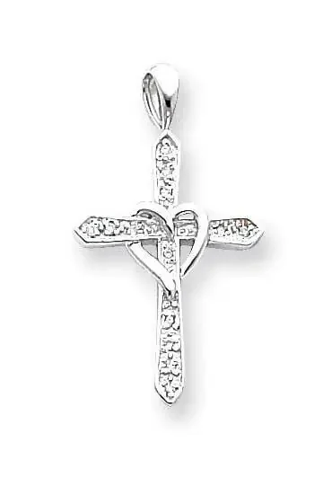 Vs Diamond Cross Pendant 14k White Gold XP982VS