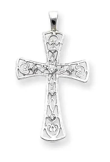 Vs Diamond Cross Pendant 14k White Gold XP984VS