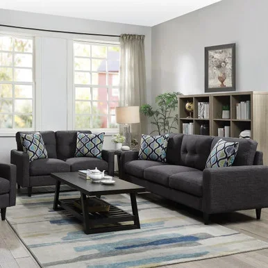 Watsonville 2-piece Upholstered Track Arm Sofa Set Grey / CS-552001-S2