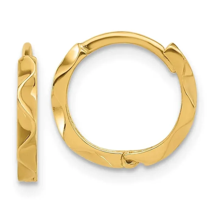Wavy Hinged Hoop Earrings 14k Polished Gold YE2147