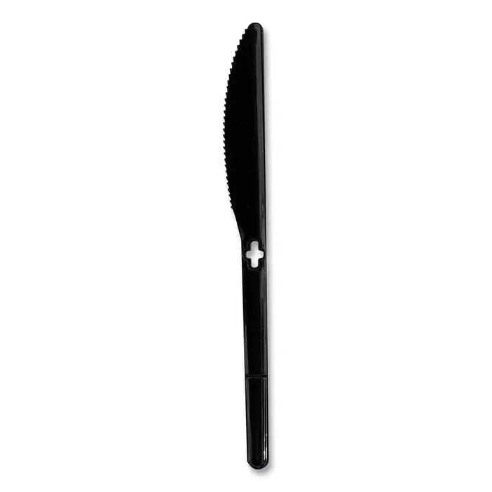 WeGo WeGo Polystyrene Utensils, Knife, Plastic, Black, 1,000/Carton