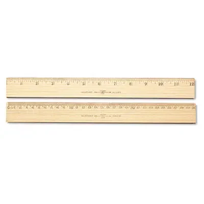 Westcott® Wood Ruler, Metric And 1/16″ Scale With Single Metal Edge, 12″/30 Cm Long