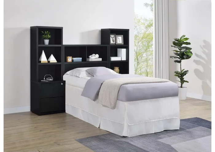 Westpark 3-piece Twin Bedroom Set Bookcase Headboard Black