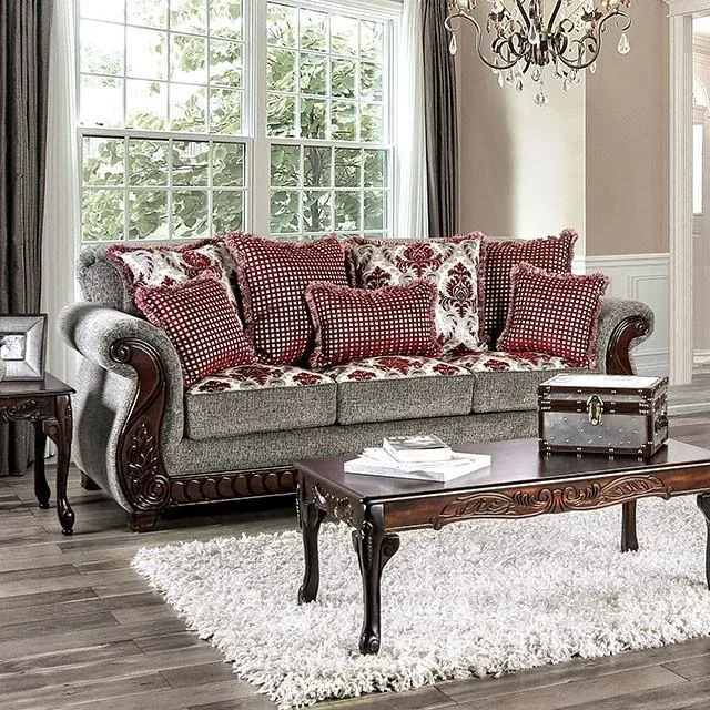 Whitland Light Gray/Red Sofa