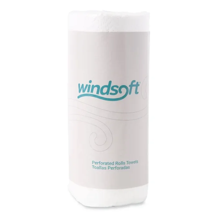 Windsoft® Kitchen Roll Towels, 2-Ply, 11 x 8.8, White, 100/Roll, 30 Rolls/Carton