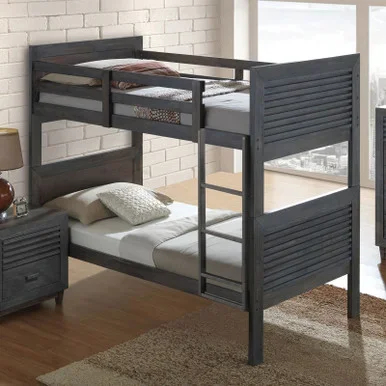 WITHAM Twin/Full Bunk Bed, Charcoal Brown / FM-BK108DB-F-BED
