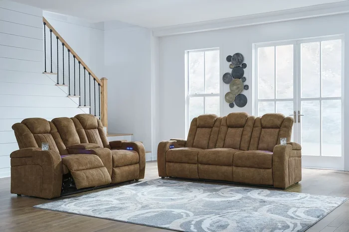 Wolfridge – 2 Pc. – Power Reclining Sofa, Power Reclining Loveseat With Console – Brindle