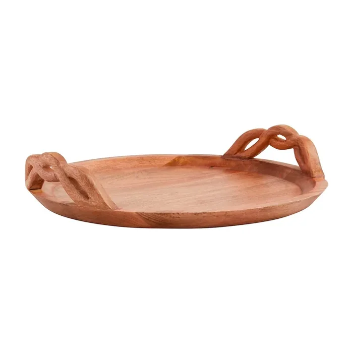 Wood Twisted Handle Tray