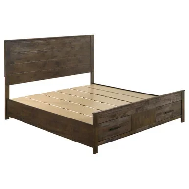 Woodmont Eastern King Storage Bed Rustic Golden Brown / CS-222631KE