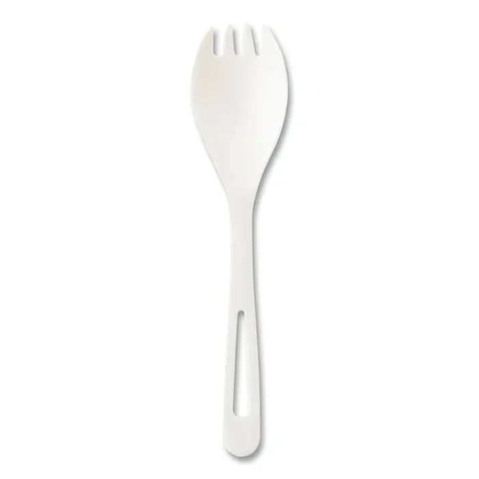World Centric® TPLA Compostable Cutlery, Spork, Plastic, White, 1,000/Carton