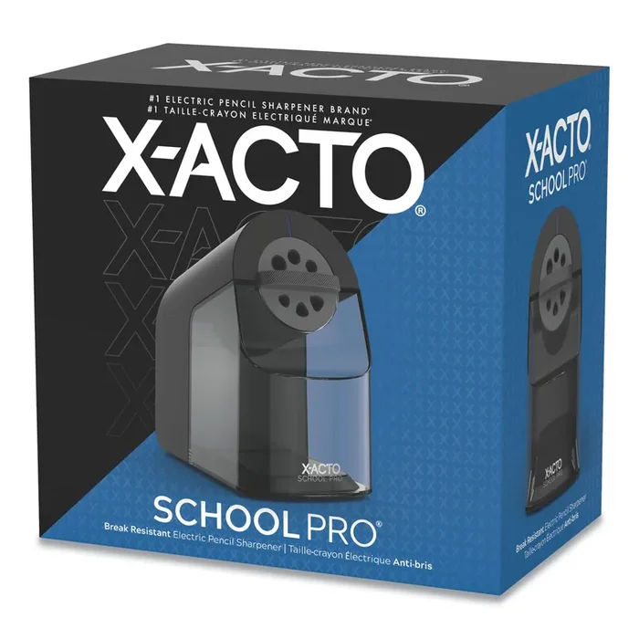 X-ACTO® Model 1670 School Pro Classroom Electric Pencil Sharpener, Ac-Powered, 4 X 7.5 X 7.5, Black/gray/smoke