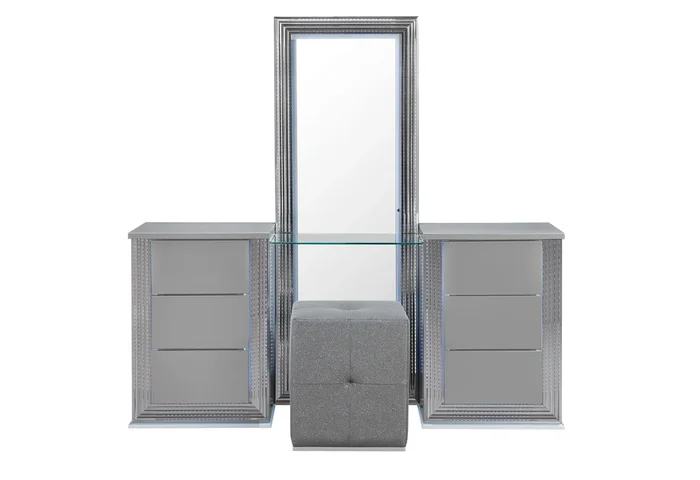 YLIME SMOOTH SILVER VANITY WITH LED
