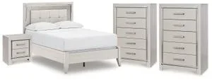 Zyniden Full Panel Bed, 2 Chests and Nightstand